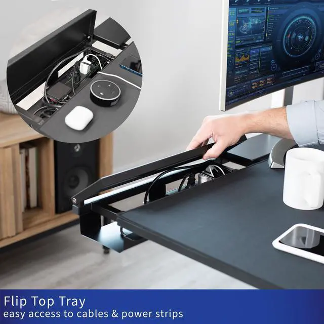 Alt view image 4 of 7 - VIVO Electric 60" x 30" Stand Up Desk, Black Concealed Cable Table Top, Full-Sized Pad, Gray Frame, DESK-KIT-1G6-P3B