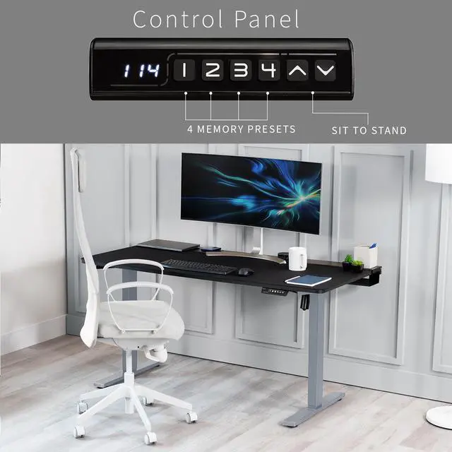 Alt view image 6 of 7 - VIVO Electric 60" x 30" Stand Up Desk, Black Concealed Cable Table Top, Full-Sized Pad, Gray Frame, DESK-KIT-1G6-P3B