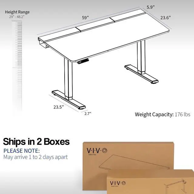 Alt view image 5 of 7 - VIVO Electric 60" x 30" Stand Up Desk, Black Concealed Cable Table Top, Full-Sized Pad, Gray Frame, DESK-KIT-1G6-P3B
