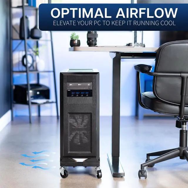 Alt view image 4 of 7 - VIVO Black Premium Large PC Cart, CPU Rolling Stand, Adjustable Computer Trolley