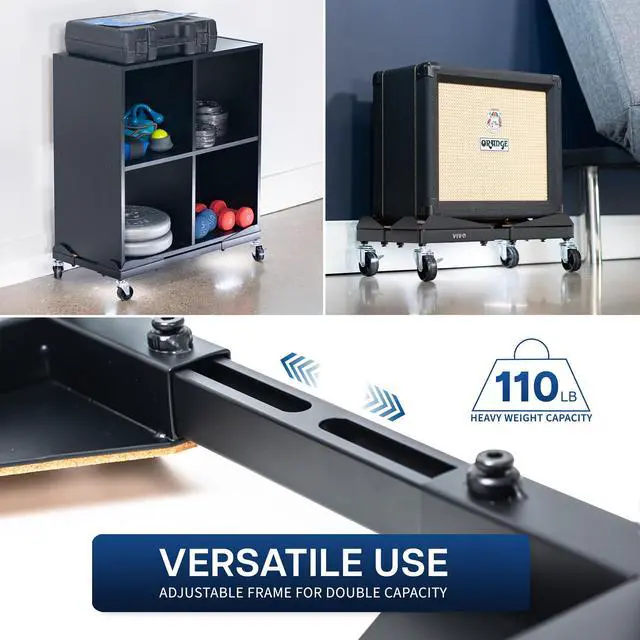 Alt view image 7 of 7 - VIVO Black Premium Large PC Cart, CPU Rolling Stand, Adjustable Computer Trolley