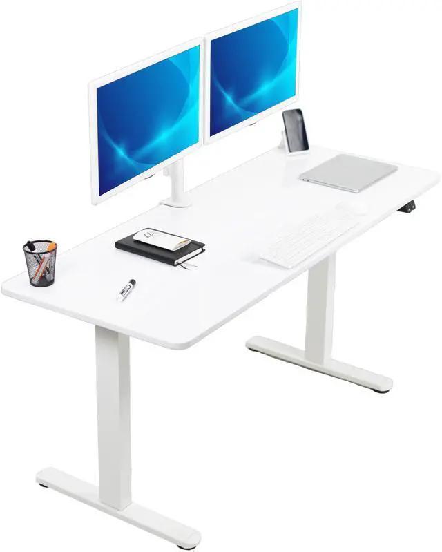 Main image of VIVO Electric 60 x 24 Stand Up Desk | White Dry Erase Table Top, White Frame