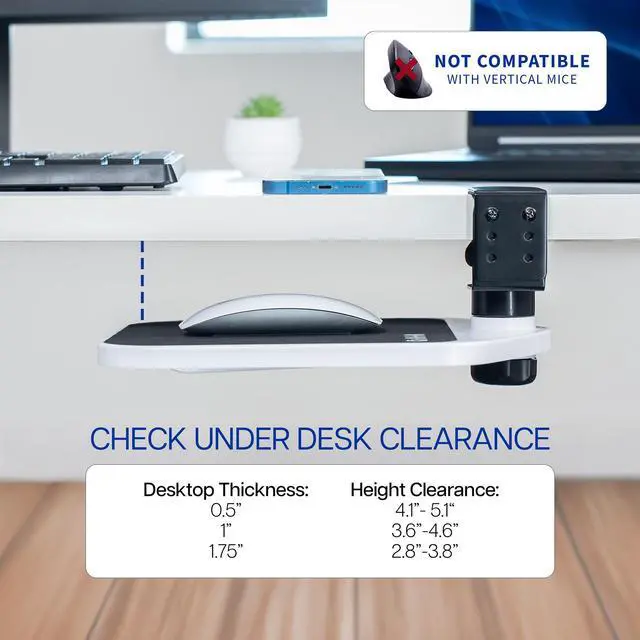 Alt view image 4 of 7 - VIVO White Rotating Desk Clamp Adjustable Computer Mouse Pad and Device Holder