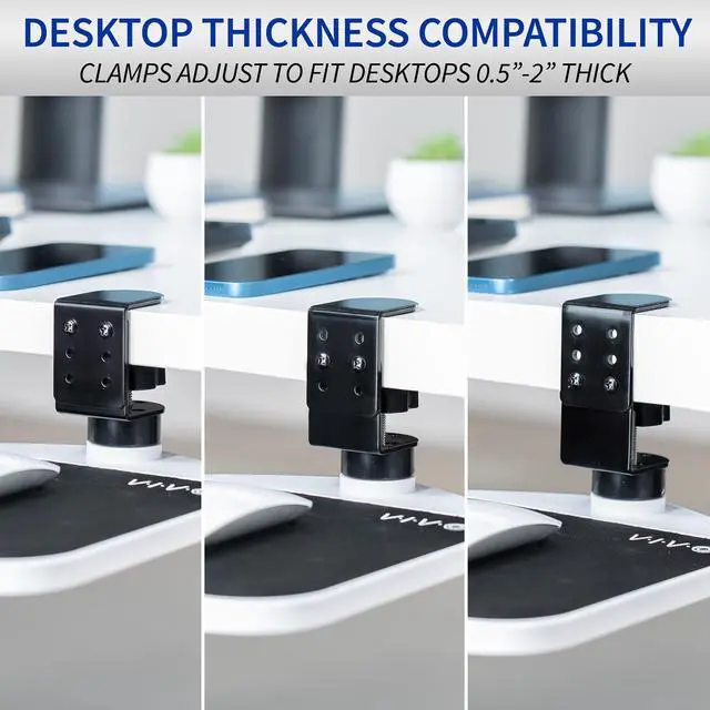 Alt view image 6 of 7 - VIVO White Rotating Desk Clamp Adjustable Computer Mouse Pad and Device Holder