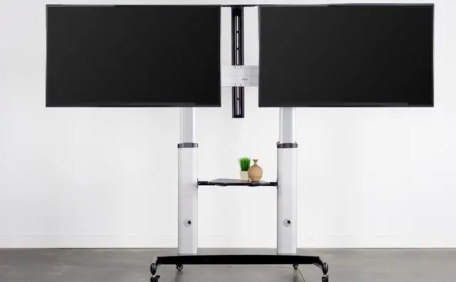 Alt view image 4 of 7 - VIVO Ultra Heavy Duty Mobile Cart Dual TV Stand | Fits Two 32" to 70" Screens