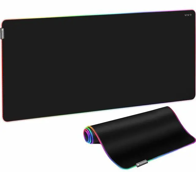 Main image of VIVO Black 71" x 36" Full Size Desk Pad with RGB Ambient Lighting for Office Work or Immersive Gaming, DESK-PAD72-36