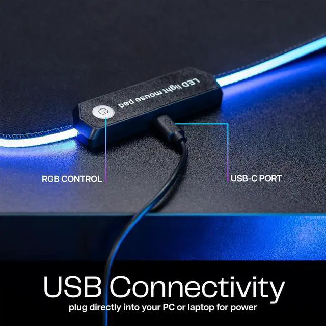 Alt view image 6 of 7 - VIVO Black 71" x 36" Full Size Desk Pad with RGB Ambient Lighting for Office Work or Immersive Gaming, DESK-PAD72-36