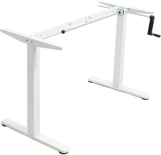 Main image of VIVO White Manual Height Adjustable Stand Up Desk Frame Crank System, Ergonomic Standing Workstation (DESK-M051MW)