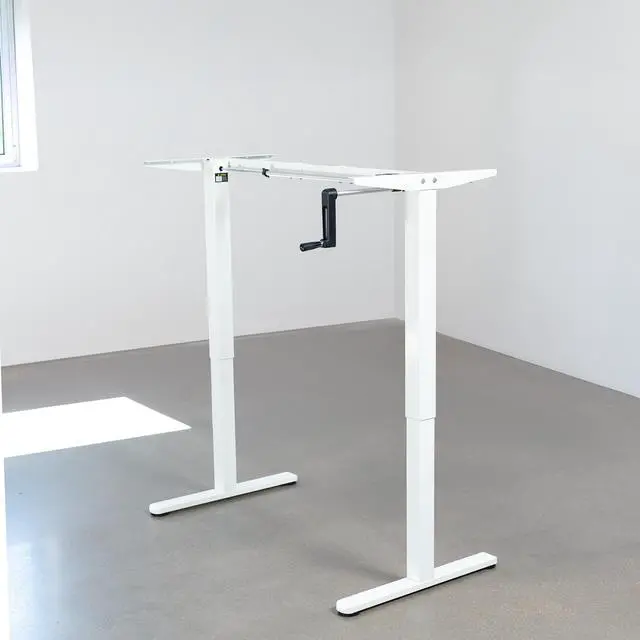 Alt view image 5 of 7 - VIVO White Manual Height Adjustable Stand Up Desk Frame Crank System, Ergonomic Standing Workstation (DESK-M051MW)