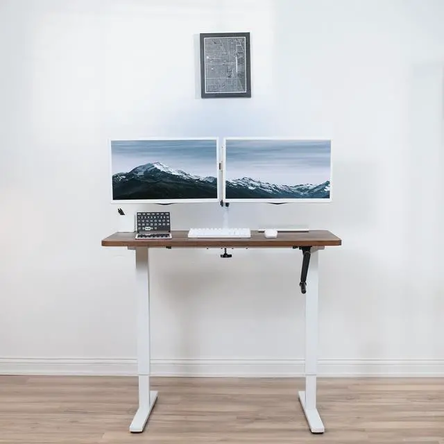 Alt view image 6 of 7 - VIVO White Manual Height Adjustable Stand Up Desk Frame Crank System, Ergonomic Standing Workstation (DESK-M051MW)