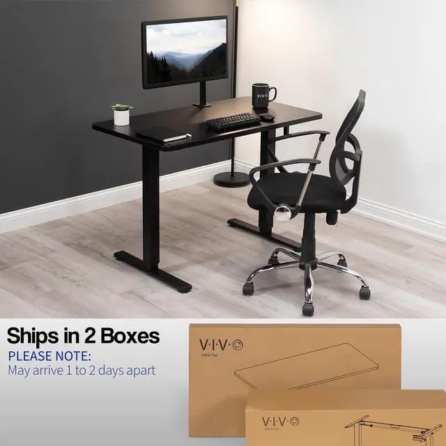 Alt view image 4 of 7 - VIVO Manual 43 x 24 Stand Up Desk | Black Table Top, Black Frame