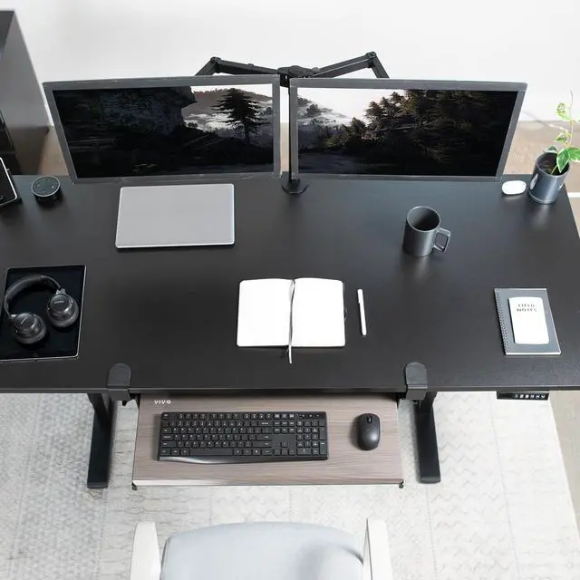 Alt view image 2 of 7 - VIVO Gray Clamp-on Computer Keyboard and Mouse Under Desk Slider Tray