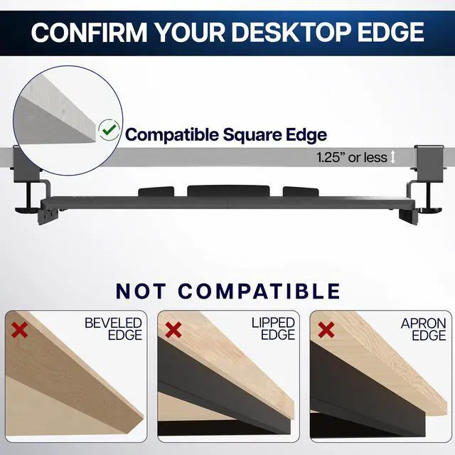 Alt view image 7 of 7 - VIVO Gray Clamp-on Computer Keyboard and Mouse Under Desk Slider Tray