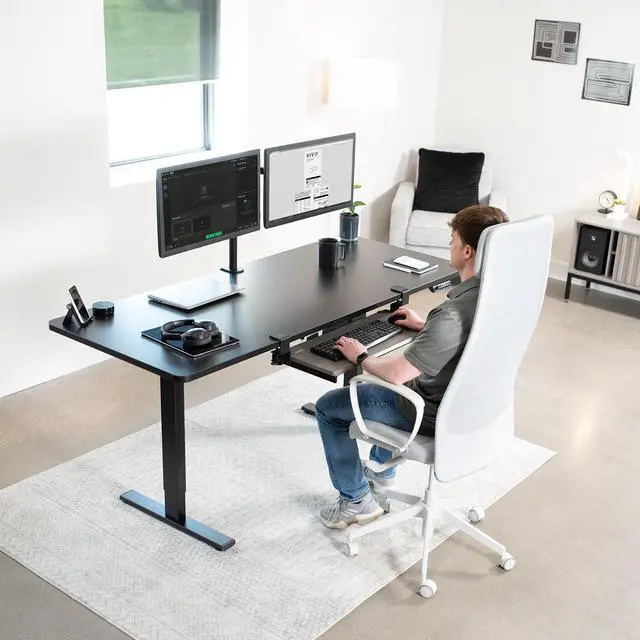 Alt view image 5 of 7 - VIVO Gray Clamp-on Computer Keyboard and Mouse Under Desk Slider Tray