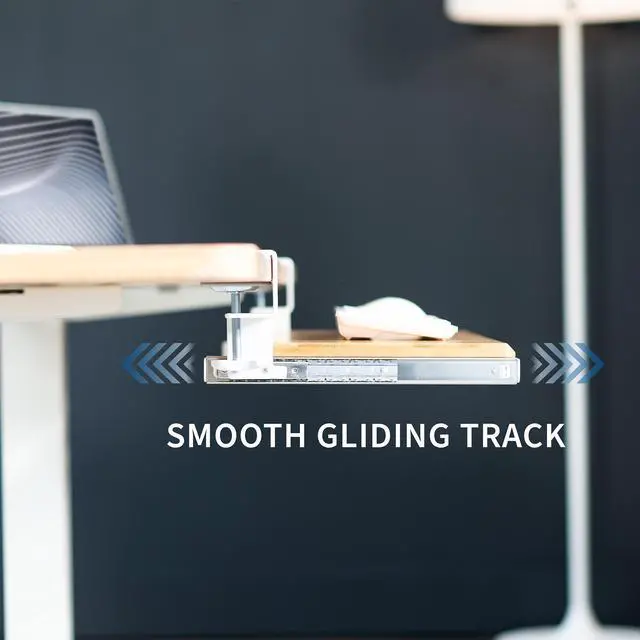 Alt view image 5 of 7 - VIVO Bamboo Clamp-on Keyboard and Mouse Under Desk Slider Tray