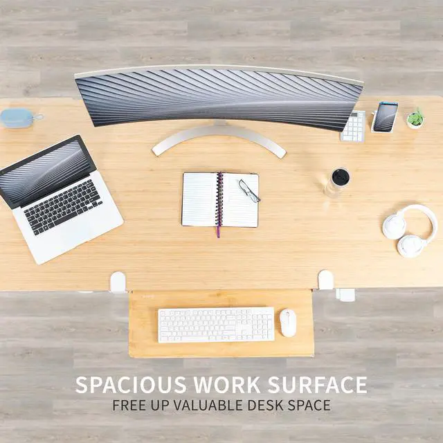 Alt view image 2 of 7 - VIVO Bamboo Clamp-on Keyboard and Mouse Under Desk Slider Tray