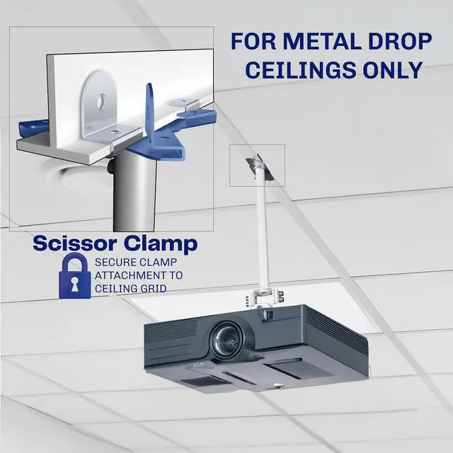 Alt view image 3 of 7 - VIVO Metal Drop Ceiling Projector Mount with Scissor Clamp