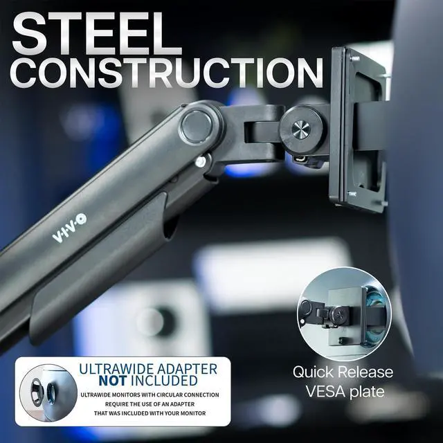 Alt view image 6 of 7 - VIVO Tension Spring Dual Ultra Wide Monitor Mount, Up to 45" Computer Screens