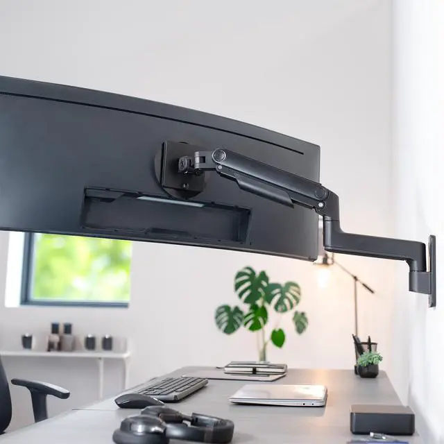 Alt view image 7 of 7 - VIVO Tension Arm Single Monitor Wall Mount, Fits Ultrawide Screens up to 49"