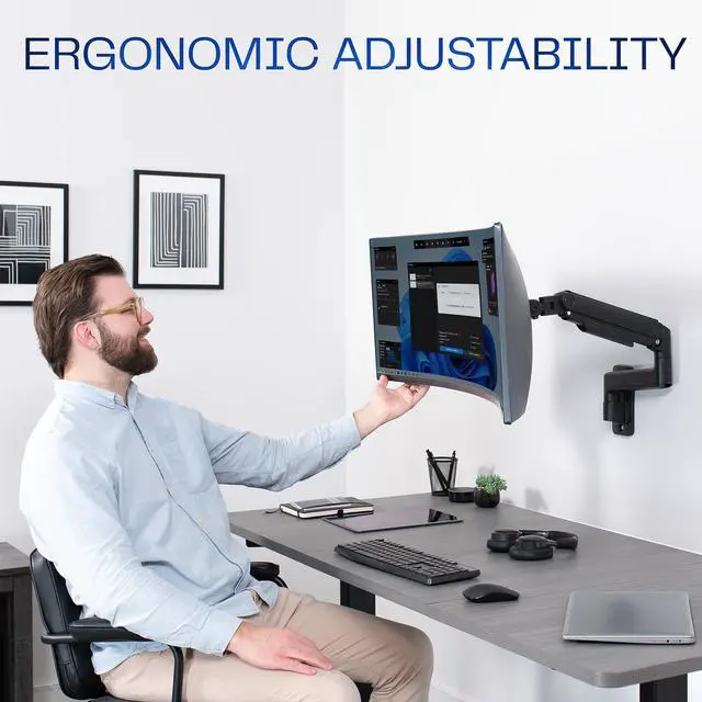 Alt view image 6 of 7 - VIVO Tension Arm Single Monitor Wall Mount, Fits Ultrawide Screens up to 49"