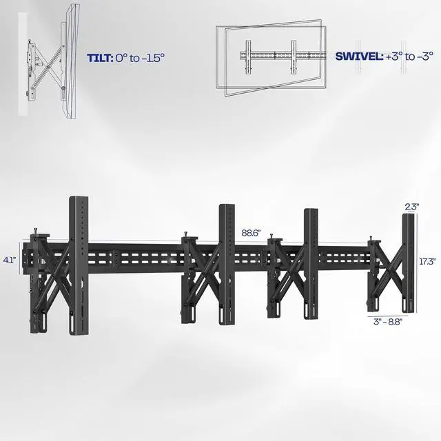 Alt view image 3 of 7 - VIVO 1x2 Pop-Out Video Wall Mount (Fits 4 TVs) for 37 to 65 Plasma Screens, (MOUNT-VW65-2)