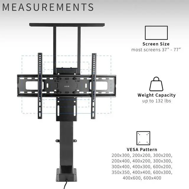 Alt view image 3 of 7 - VIVO TV Motorized Vertical Stand Lift 37" to 77" Screen, Height Adjustable Mount