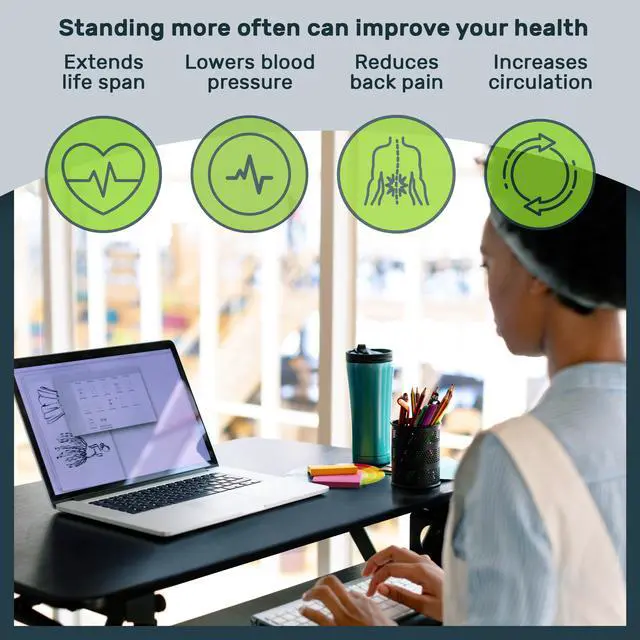Alt view image 12 of 15 - TechOrbits Standing Desk - Stand Up Desk Converter And Monitor Riser - Height Adjustable Sit Stand Tabletop Workstation