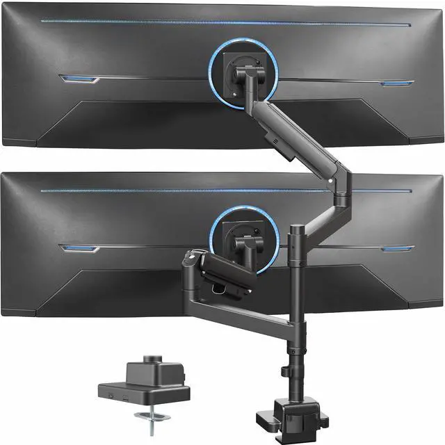 Main image of VIVO Black Clamp-on Overhead 42" Desk Shelf, Raised Accessory Organizer, Elevated Workstation Platform, DESK-SHELF42-OB