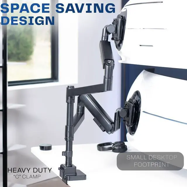 Alt view image 5 of 7 - VIVO Black Clamp-on Overhead 42" Desk Shelf, Raised Accessory Organizer, Elevated Workstation Platform, DESK-SHELF42-OB