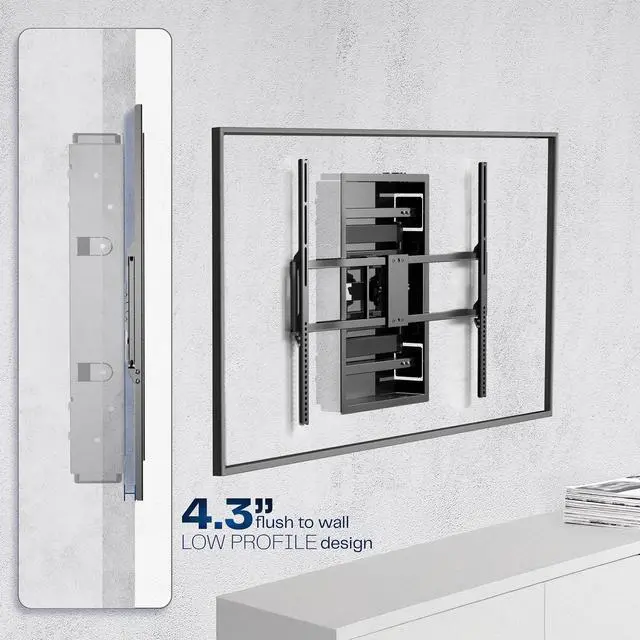 Alt view image 4 of 7 - VIVO Premium Recessed In-Wall TV Mount for up to 100" LED LCD Screens, Ultra Low Profile