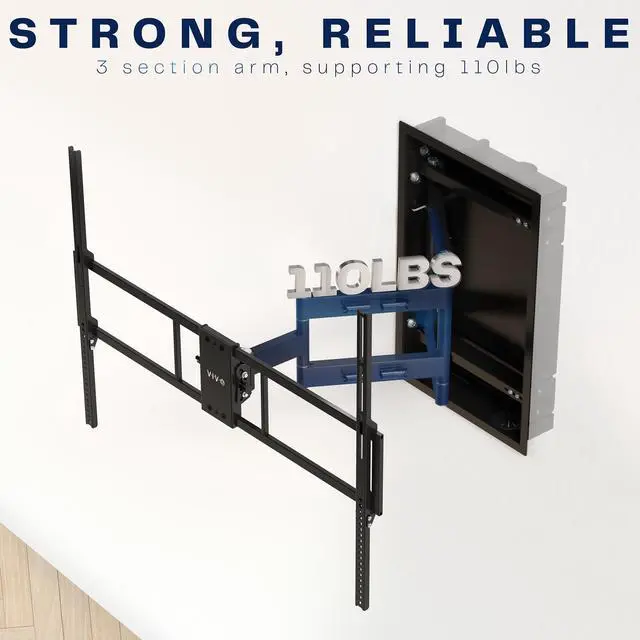 Alt view image 7 of 7 - VIVO Premium Recessed In-Wall TV Mount for up to 100" LED LCD Screens, Ultra Low Profile
