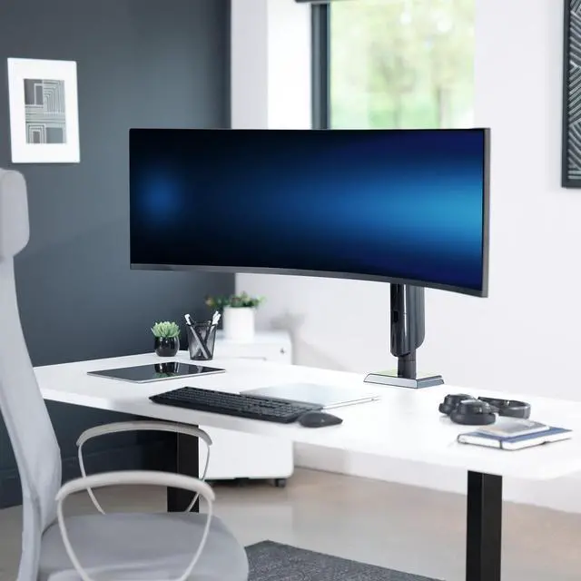 Alt view image 2 of 7 - VIVO Vertical Lift Single Ultrawide Monitor Desk Mount, Up to 49" Screens