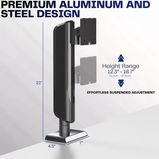Alt view image 3 of 7 - VIVO Vertical Lift Single Ultrawide Monitor Desk Mount, Up to 49" Screens