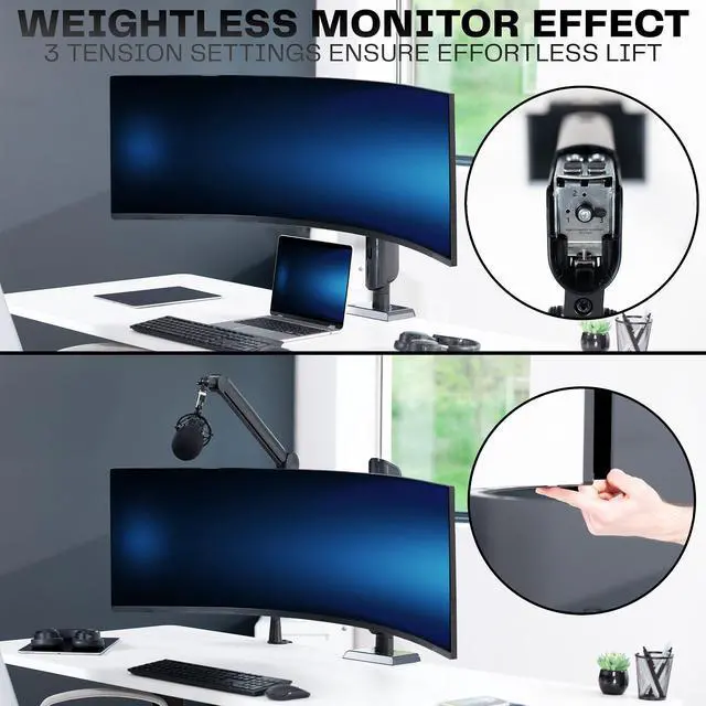 Alt view image 4 of 7 - VIVO Vertical Lift Single Ultrawide Monitor Desk Mount, Up to 49" Screens