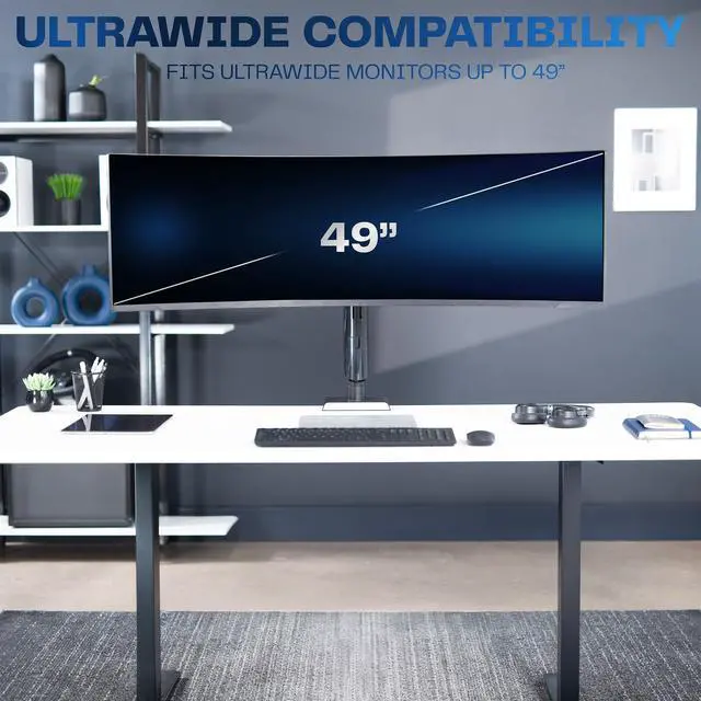 Alt view image 5 of 7 - VIVO Vertical Lift Single Ultrawide Monitor Desk Mount, Up to 49" Screens