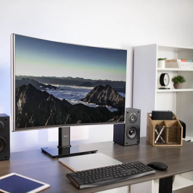Alt view image 2 of 7 - VIVO Single Ultrawide Monitor Freestanding Mount, Adjustable Rotating Stand, Fits 1 Screen up to 38" (STAND-V101J)