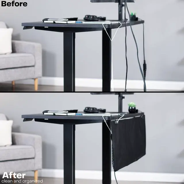 Alt view image 5 of 7 - VIVO Black Under Desk Privacy & Cable Management Sleeve Panel 48" Kit