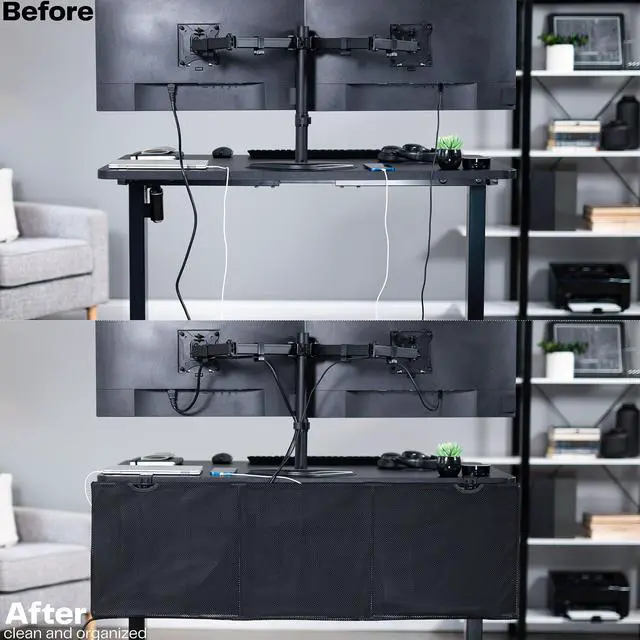 Alt view image 2 of 7 - VIVO Black Clamp-on 48" Privacy & Cable Management Sleeve Panel Kit for Desk