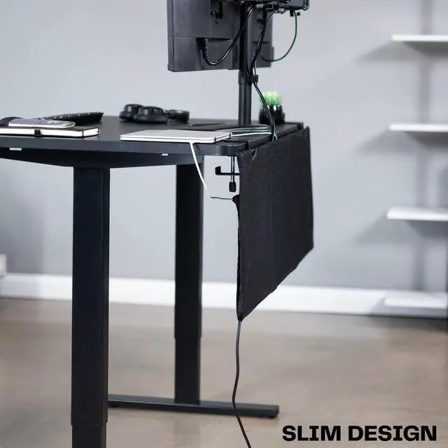 Alt view image 6 of 7 - VIVO Black Clamp-on 48" Privacy & Cable Management Sleeve Panel Kit for Desk