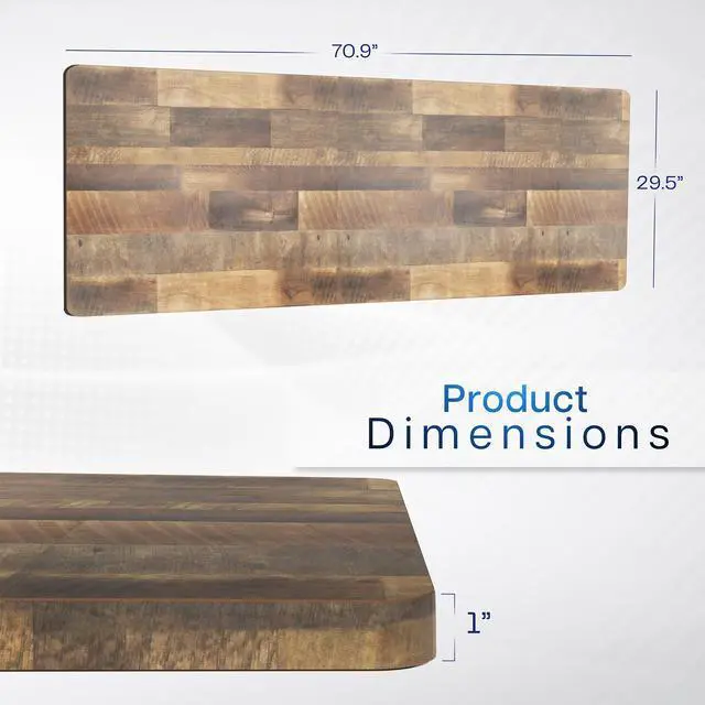 Alt view image 2 of 7 - VIVO Reclaimed Wood Universal Solid One-Piece 71 x 30 inch Table Top for Standard & Sit Stand Desk Frames (DESK-TOP71P)
