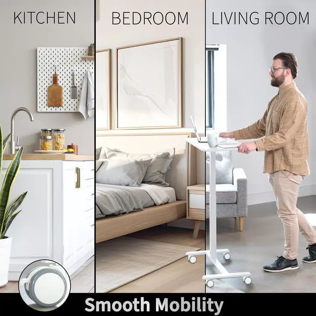 Alt view image 7 of 7 - VIVO Pneumatic 32" x 16" Over Sofa Laptop Table, Mobile Desktop, White