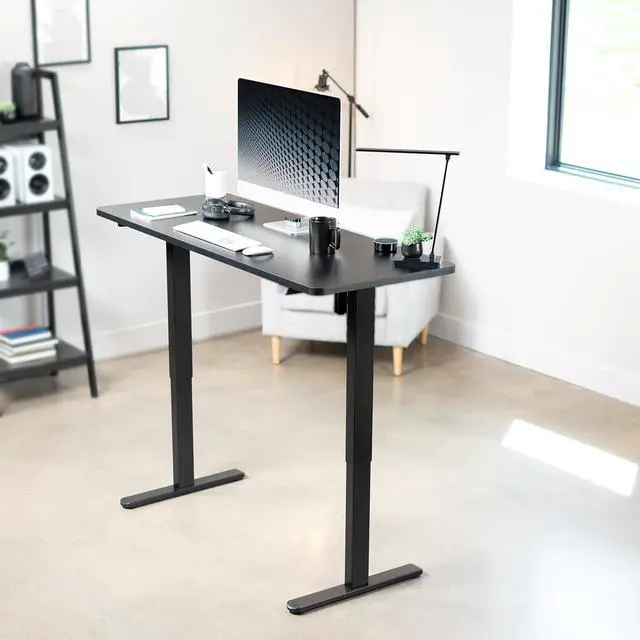 Alt view image 2 of 7 - VIVO Electric 60 x 24 Stand Up Desk Workstation | Black Table Top, Black Frame