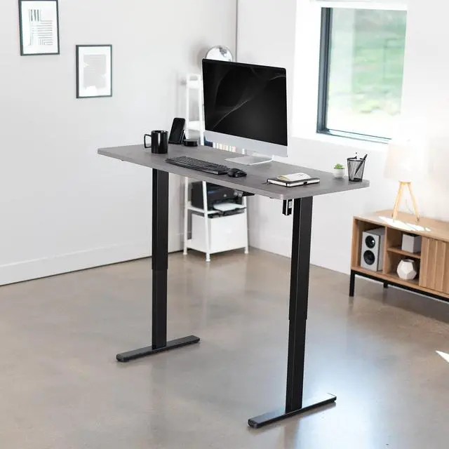 Alt view image 2 of 7 - VIVO Electric 60 x 24 Stand Up Desk Workstation | Dark Gray Table Top, Black Frame