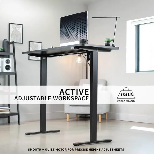 Alt view image 3 of 7 - VIVO Electric 60 x 24 Stand Up Desk Workstation | Reclaimed Wood Table Top, Black Frame