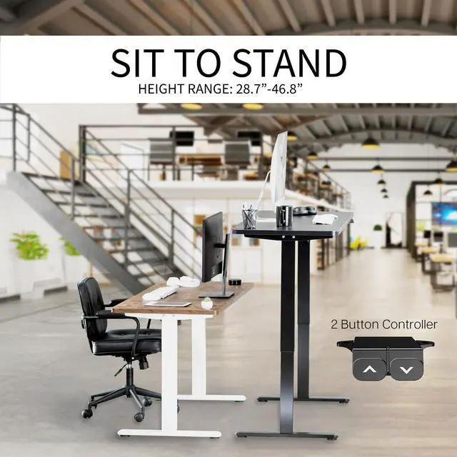 Alt view image 5 of 7 - VIVO Electric 60 x 24 Stand Up Desk Workstation | Dark Gray Table Top, Black Frame