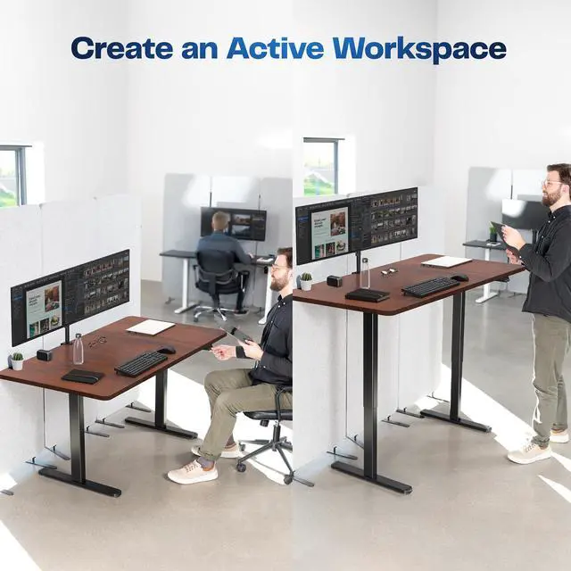 Alt view image 4 of 7 - VIVO Electric 60 x 30 Stand Up Desk, Dark Walnut Table Top, Black Frame