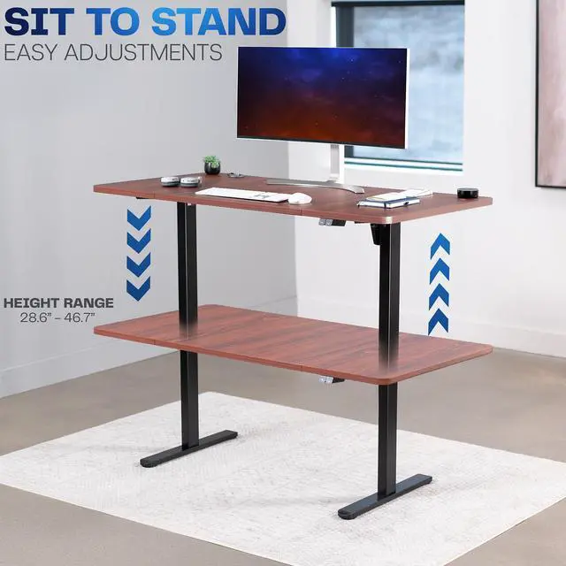 Alt view image 6 of 7 - VIVO Electric 60 x 30 Stand Up Desk, Dark Walnut Table Top, Black Frame