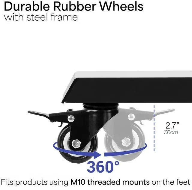 Alt view image 3 of 7 - VIVO 2 inch M10 Threaded Locking Caster Wheels (Set of 4) for TV Carts, Desk Frames, and More (PT-DK-020C)