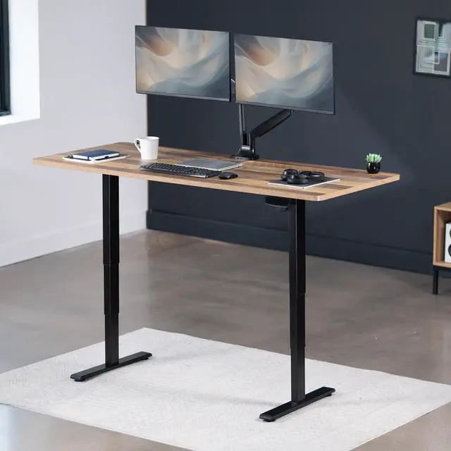 Alt view image 2 of 7 - VIVO Electric 71" x 30" Stand Up Desk, Reclaimed Wood Table Top, Black Frame