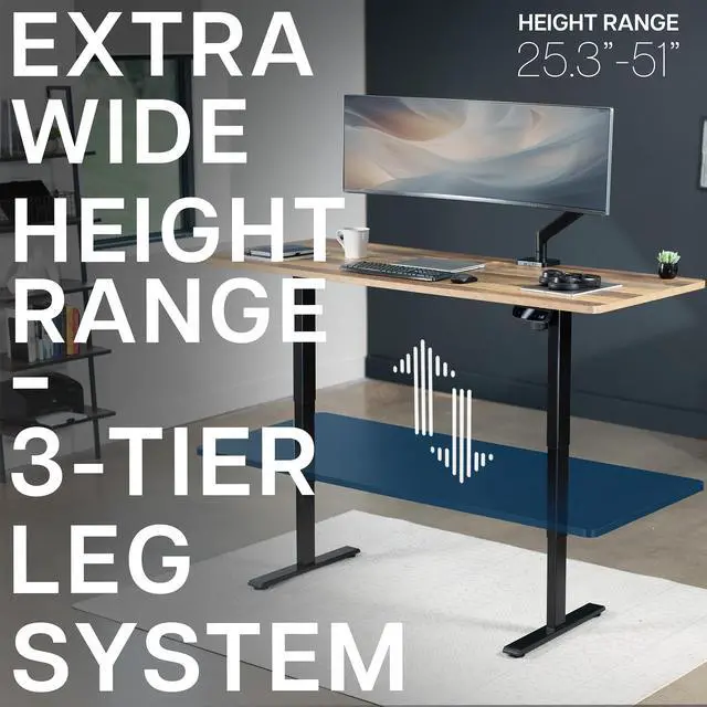 Alt view image 4 of 7 - VIVO Electric 71" x 30" Stand Up Desk, Reclaimed Wood Table Top, Black Frame